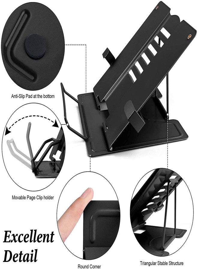 zinley Metal Book Stand Holder | Portable Cookbook Holder,Adjustable Recipes Book Organizer | Book Stands & Holders for Reading Study Foldable Accessories - Image 4